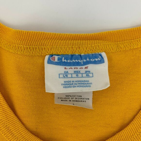 Vintage Champion Thick Cotton T Shirt Mens Size L Corn Yellow Short Sleeve *READ - Picture 8 of 10